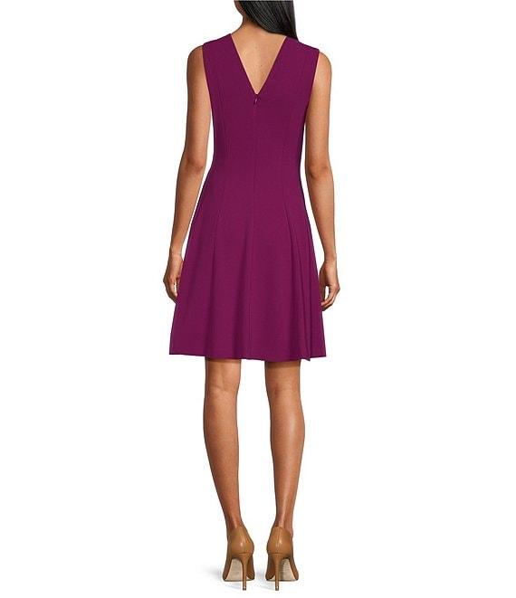 Investments Scuba Crepe Sleeveless V-Neck Fit and Flare Midi Dress Product Image