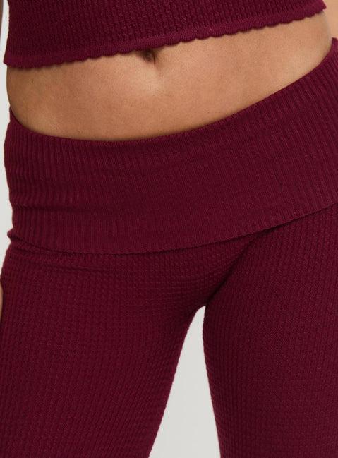 Closed Eyes Flared Pants Maroon Product Image