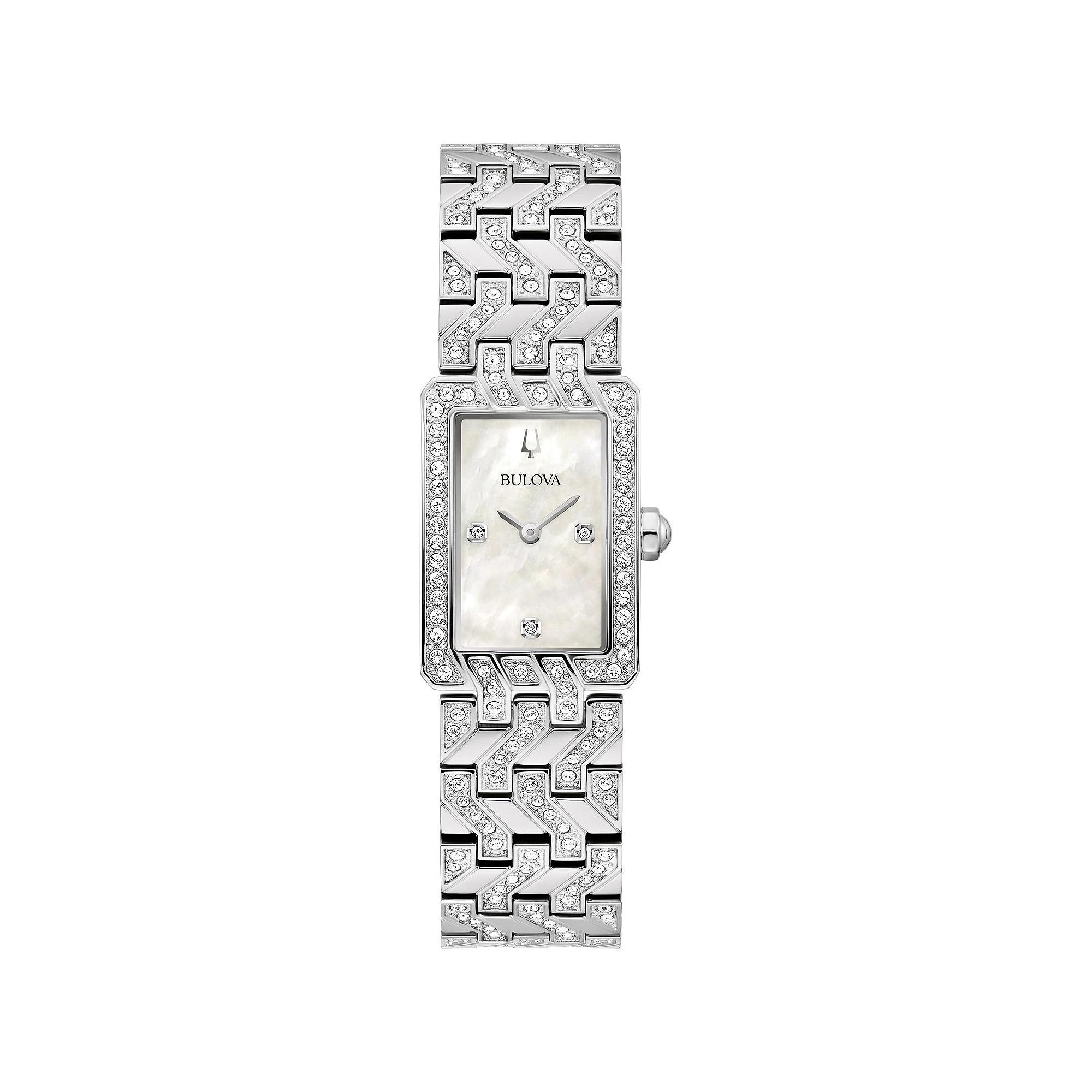Bulova Womens Classic Stainless Steel Crystal Accent Tank Bracelet Watch - 96L304 Gold Silver Product Image