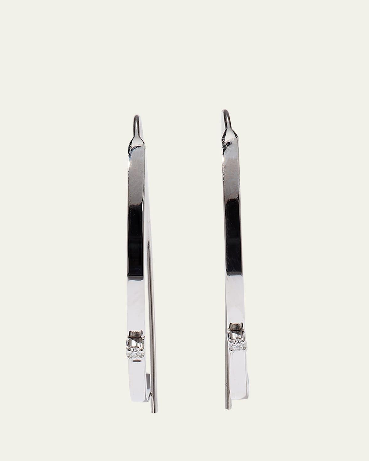 Womens Diamond & 14K White Gold Hoop Earrings Product Image