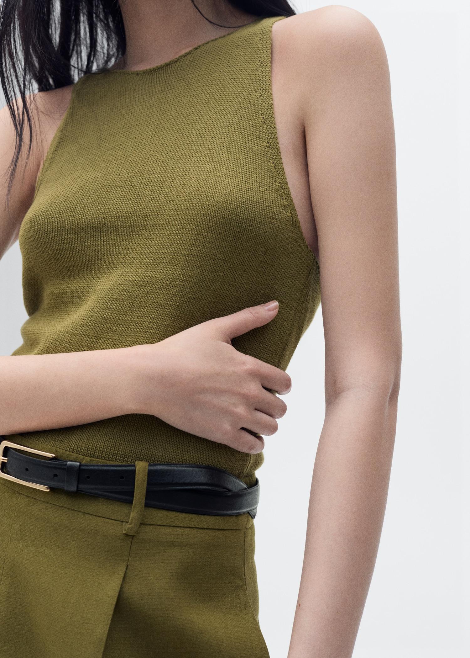 Combined-fabric jumpsuit with belt - Women | MANGO USA Product Image