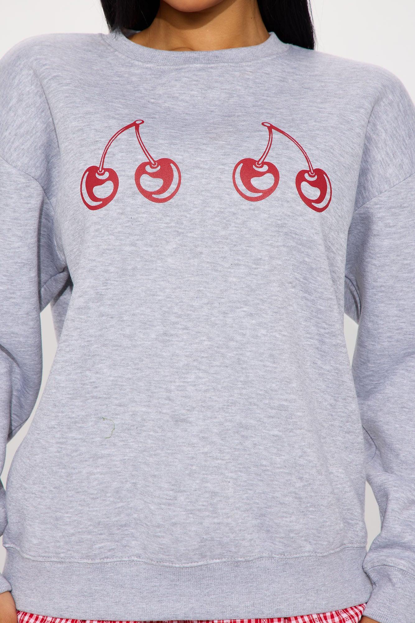 Cherry Bomb Crewneck Sweatshirt - Heather Grey Product Image