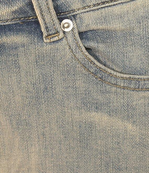 Prosperity Denim Mid Rise Straight Leg Crochet Hem Cropped Jeans Product Image