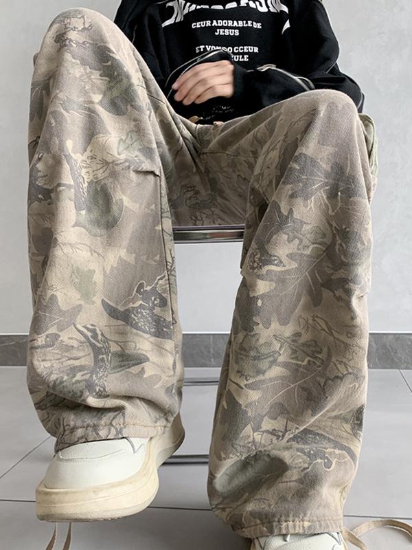 High Street Handsome Men With Loose Straight Legs Loose Jeans Product Image