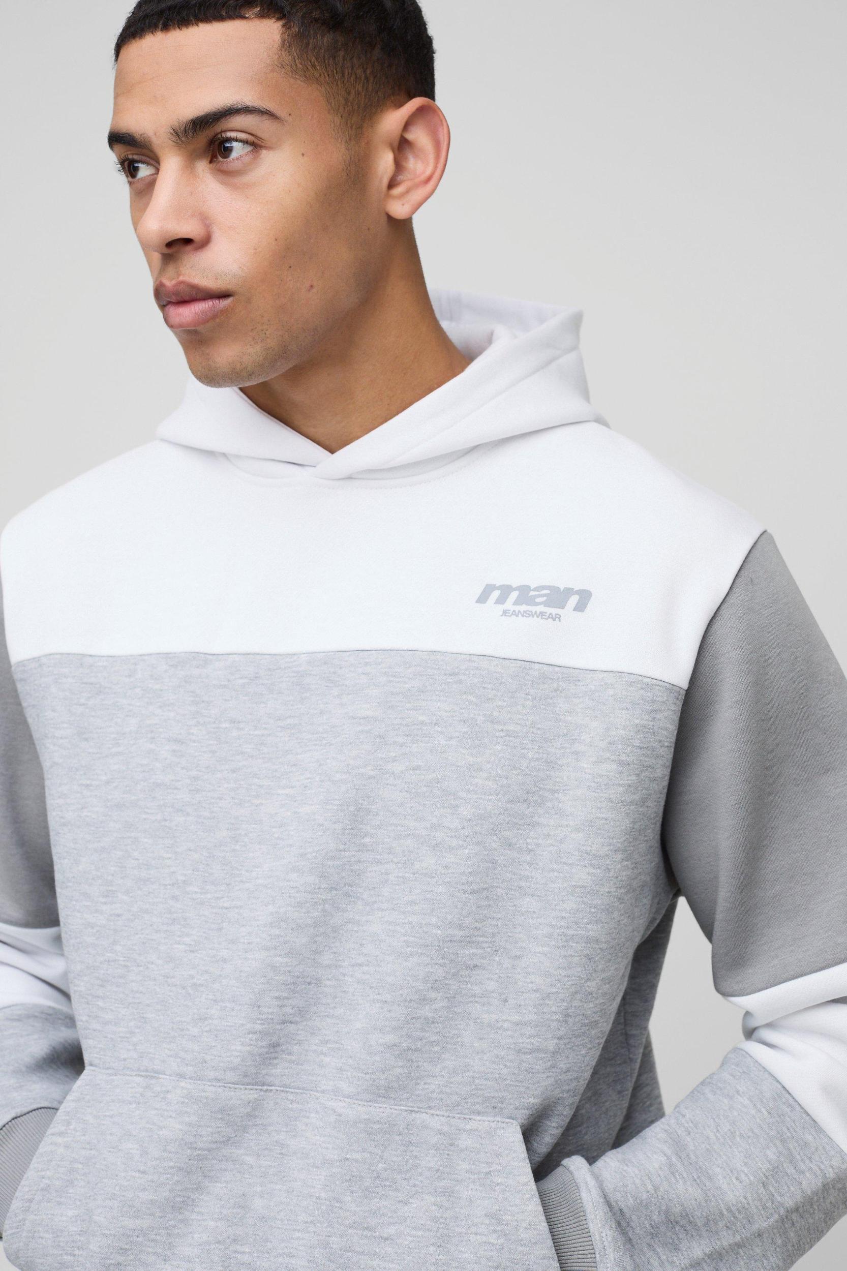 Regular Fit Man Colour Block Hoodie | boohooMAN USA Product Image