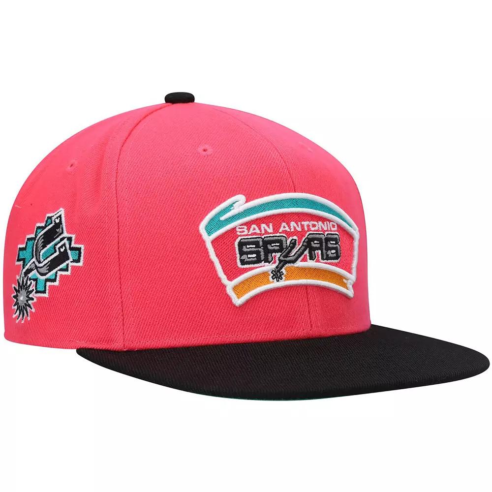 Men's Mitchell & Ness Pink San Antonio Spurs Hardwood Classics Snapback Hat Product Image