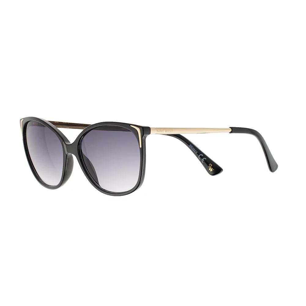 Women's Nine West 55mm Metallic Accent Cat Eye Gradient Sunglasses, Black Product Image