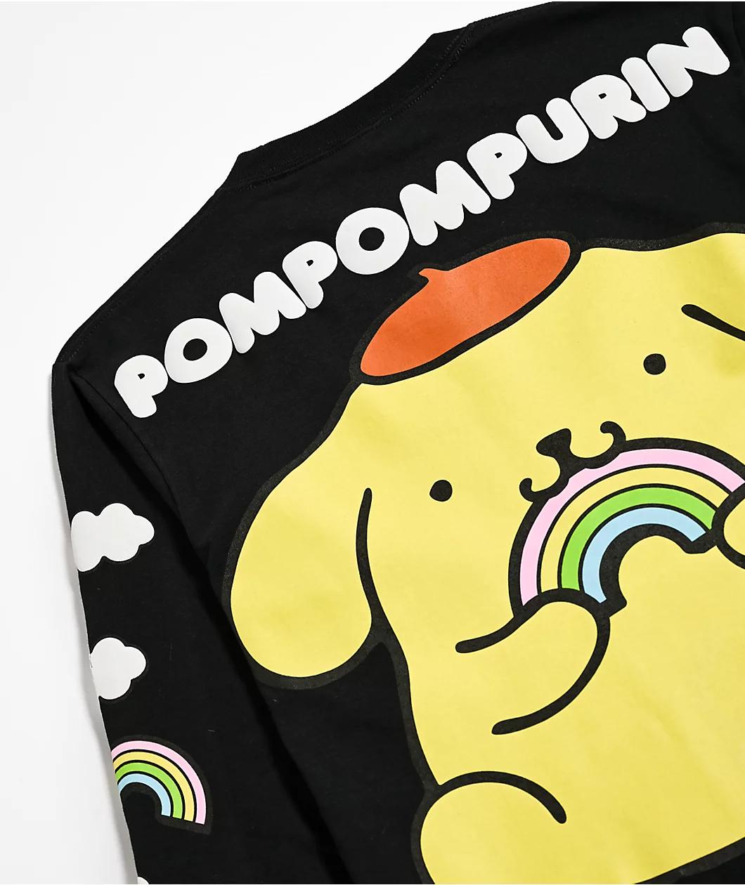 Hello Kitty® & Friends | A.LAB Pompompurin™ Over The Rainbow Black Long Sleeve T-Shirt Product Image