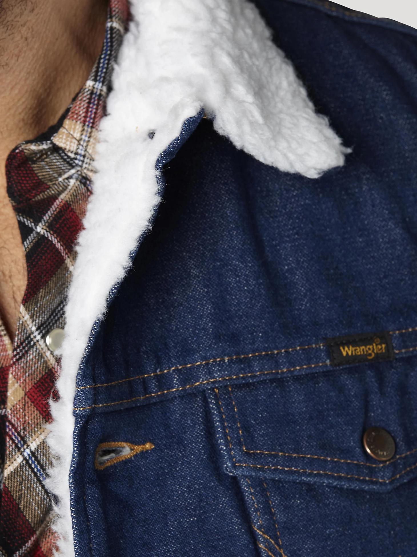 Wrangler® Sherpa Lined Denim Vest - Prewashed | Men's JACKETS & OUTERWEAR | Wrangler® Product Image