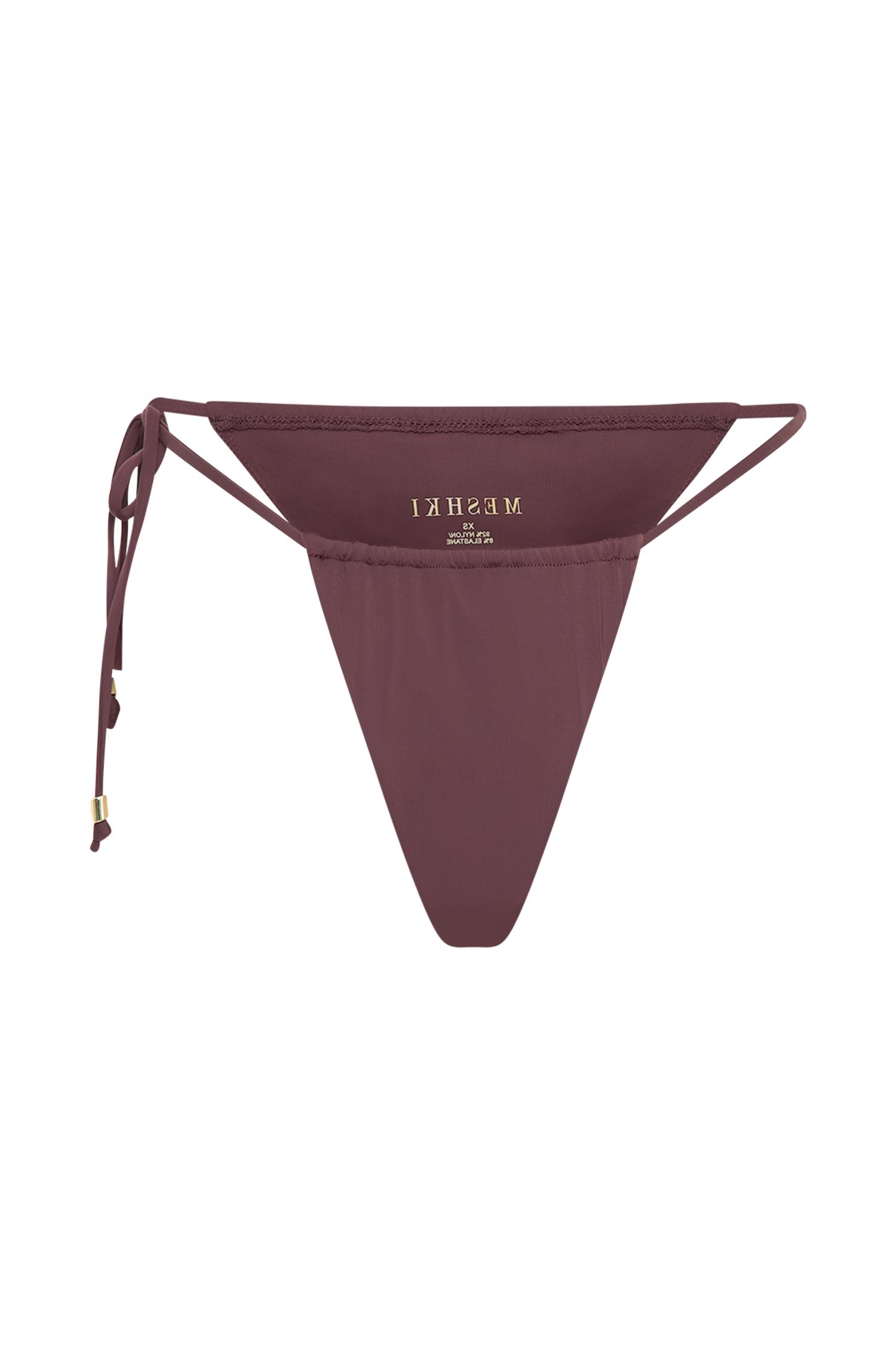Andie Ruched String Side Bikini Brief - Chocolate Product Image