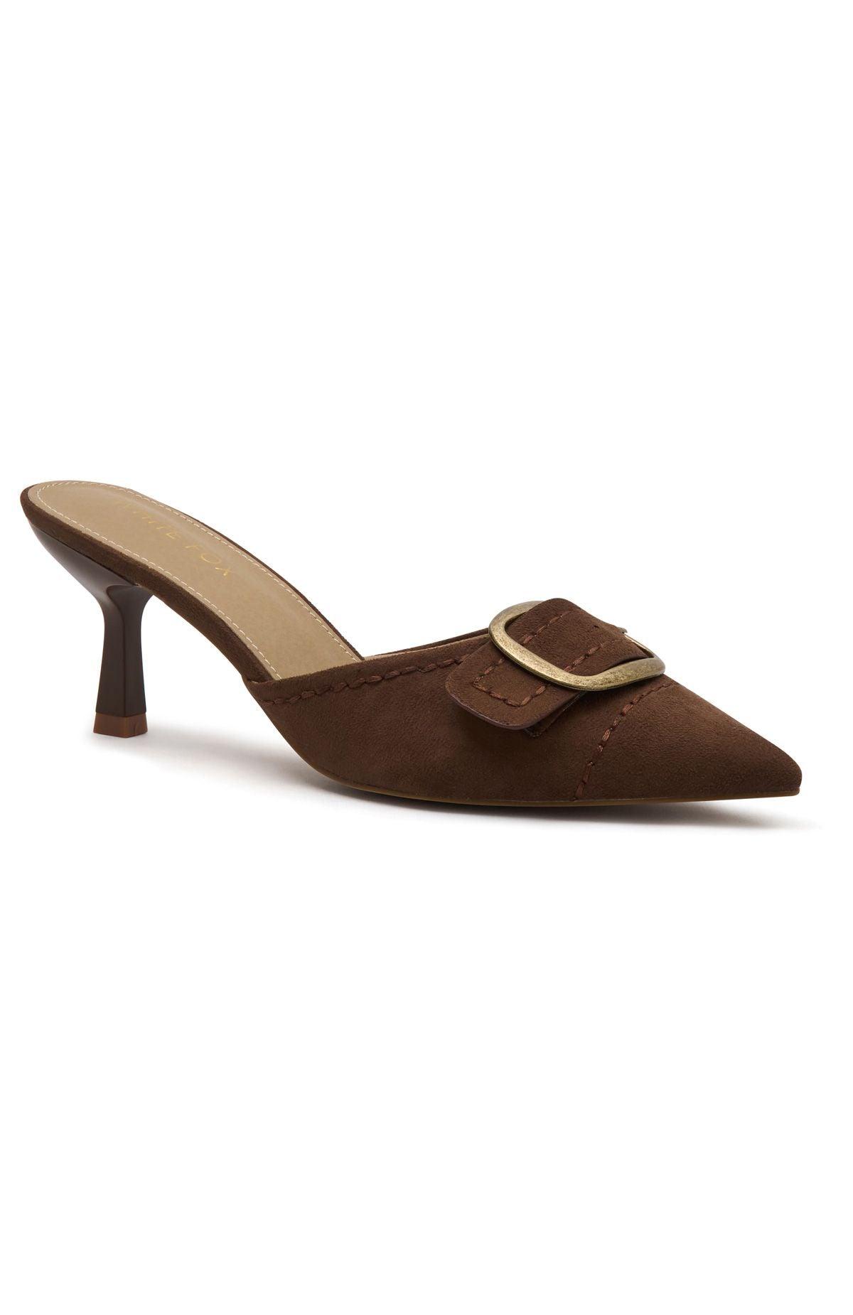 Gino Mules Chocolate Faux Suede Product Image