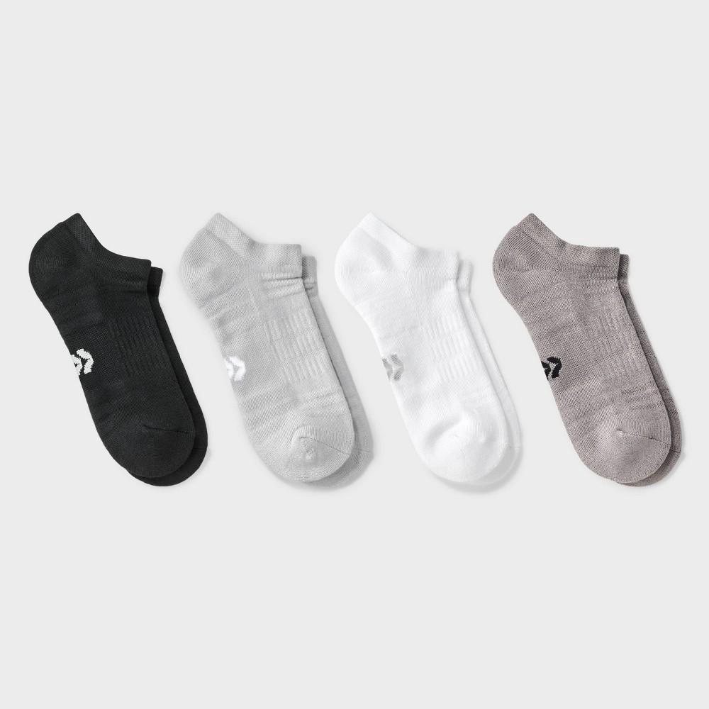 Women's Cushioned Active Practice 4pk No Show Socks - All In Motion™ White/Gray/Black 4-10: Arch Support, Knit Product Image