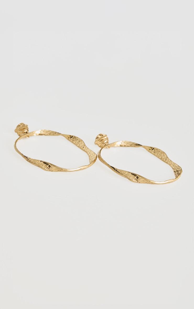 Gold Crinkle Oversized Hoop Earrings Product Image