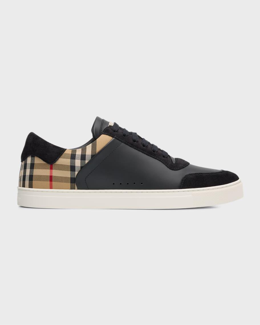 Mens Stevie Check Leather & Canvas Sneakers Product Image