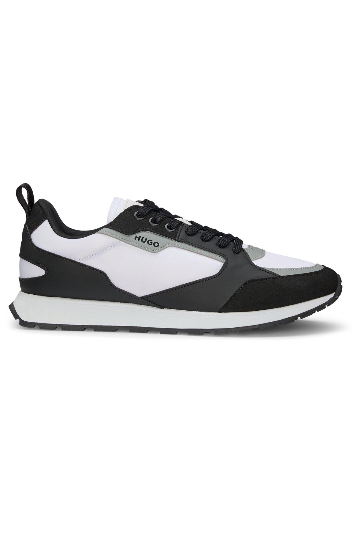 HUGO - Mixed-material trainers with branded accents - Dark Grey Product Image