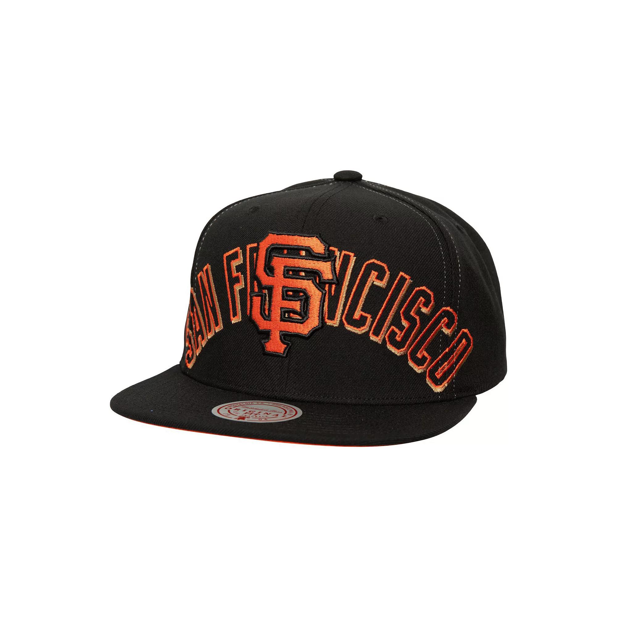 Men's Mitchell & Ness Black San Francisco Giants Full Frontal Snapback Hat Product Image