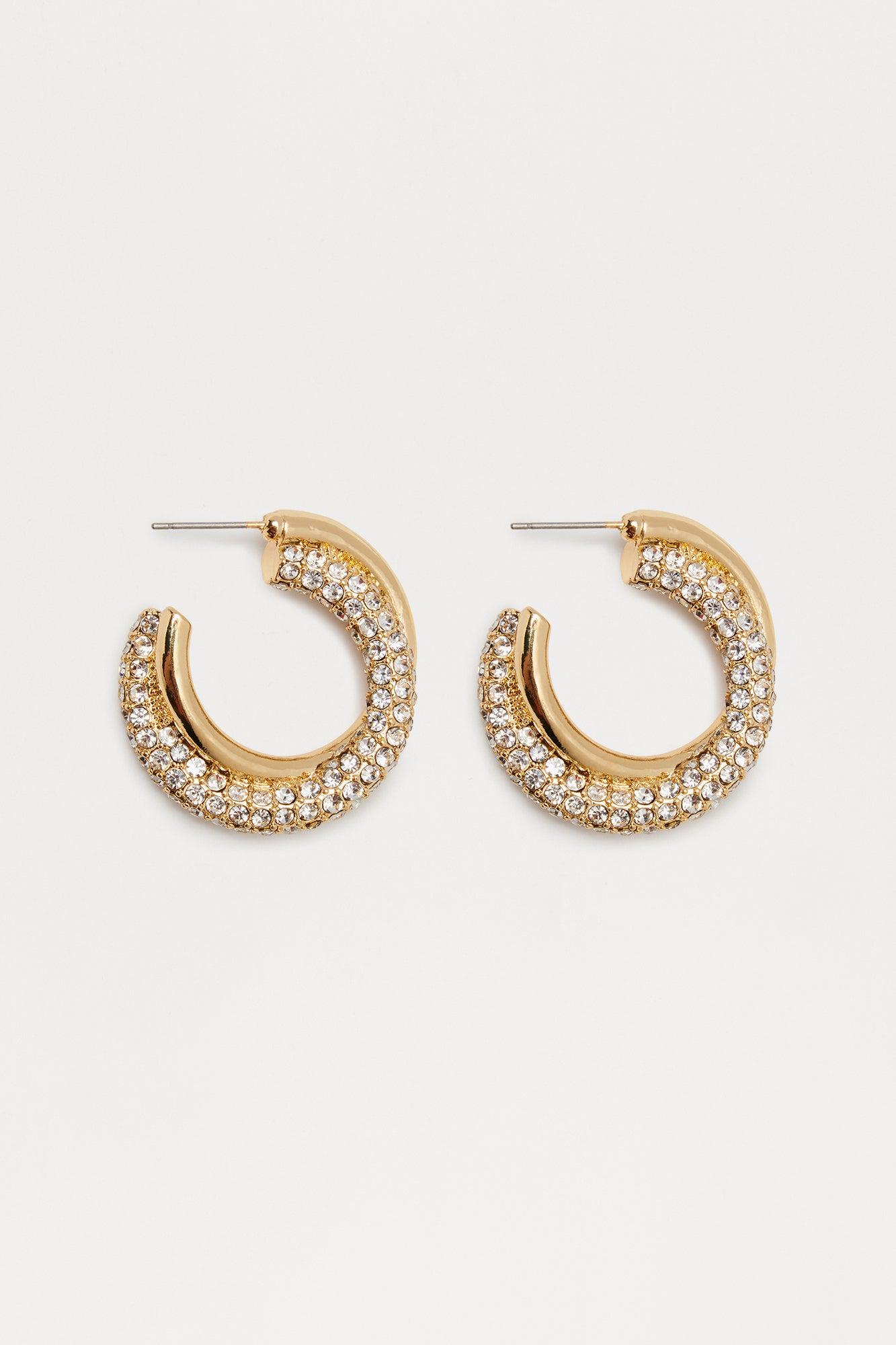 Flash Of Fancy Embellished Hoop Earrings - Gold Female Product Image