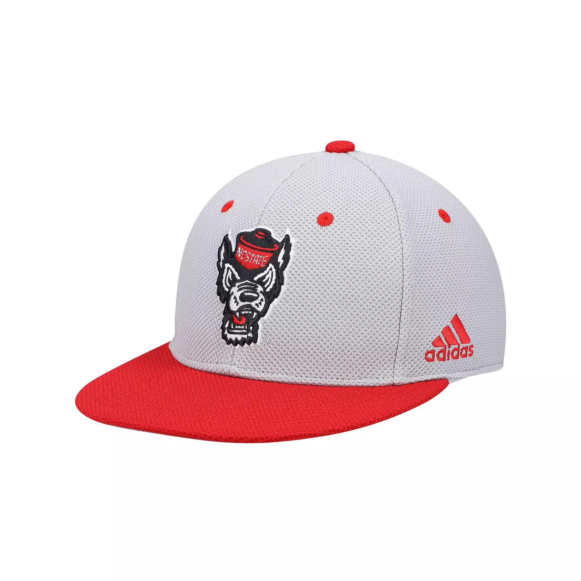 Men's adidas Gray/Red NC State Wolfpack On-Field Baseball Fitted Hat, Size: 8, Nst Grey Product Image