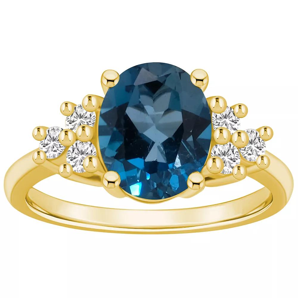 Alyson Layne 14k White Gold Oval London Blue Topaz & 1/3 Carat T.W. Diamond Ring, Women's, Size: 6 Product Image