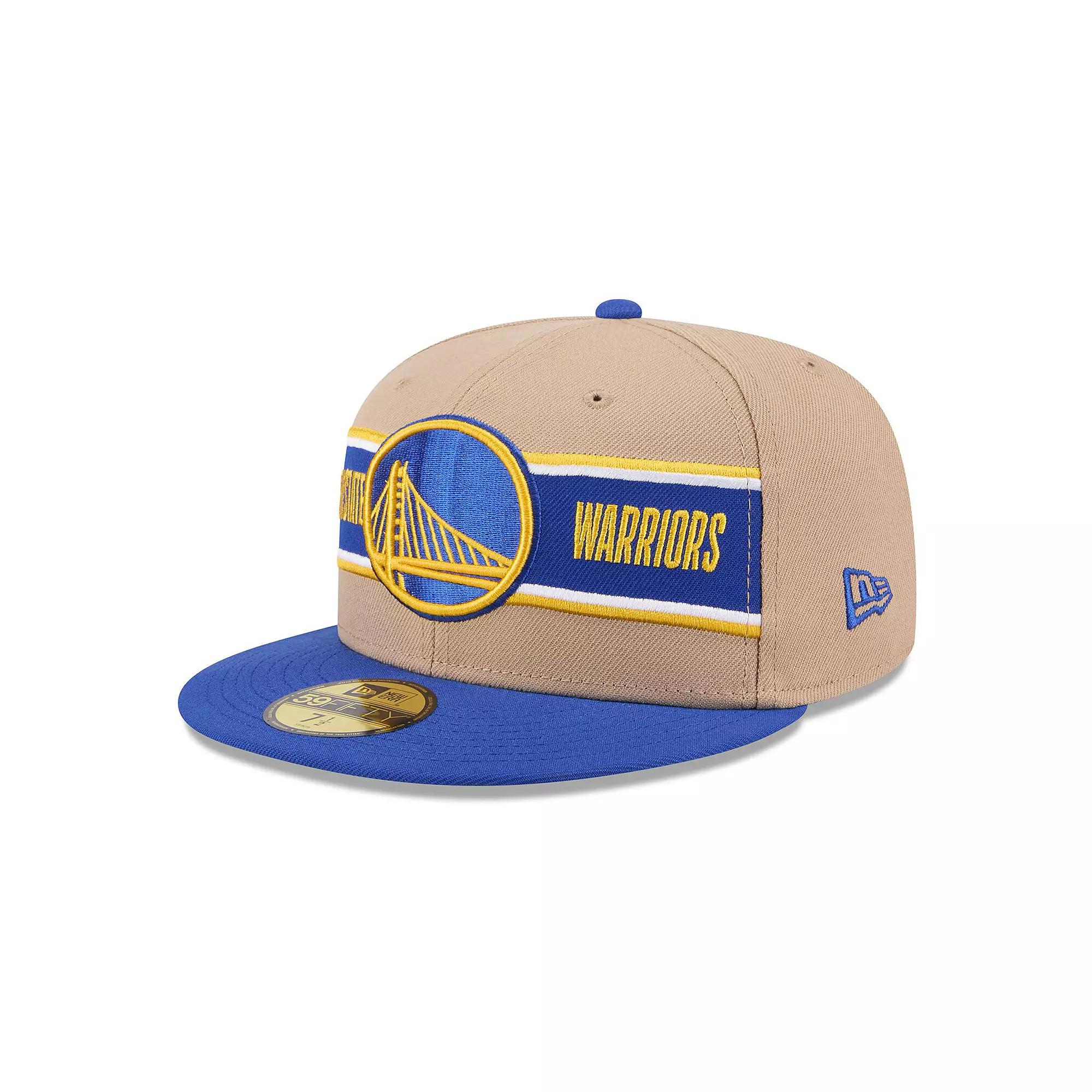 Men's New Era Tan/Royal Golden State Warriors 2024 NBA Draft 59FIFTY Fitted Hat,  Product Image