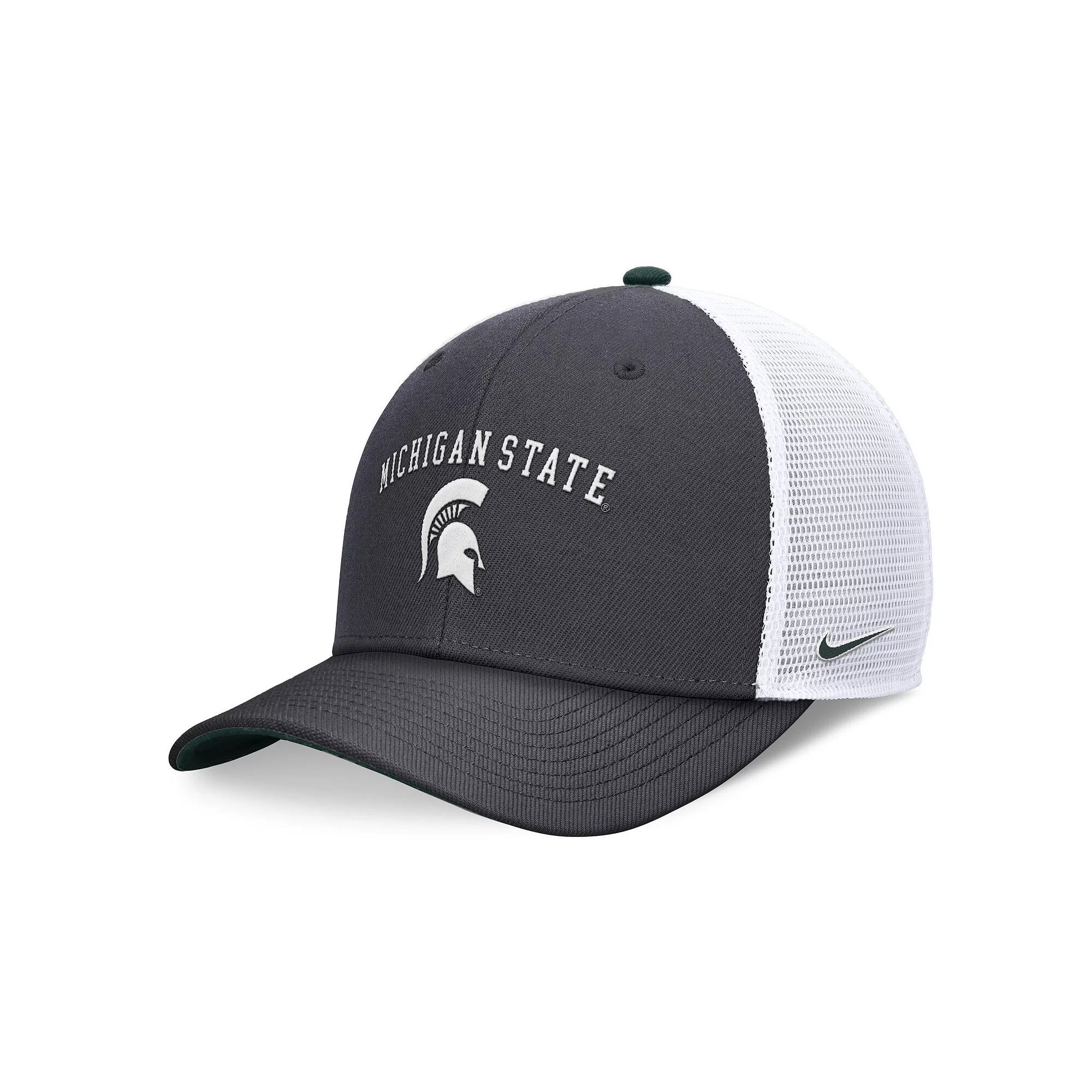 Men's Nike Charcoal Michigan State Spartans Letter & Logo Trucker Adjustable Hat Product Image