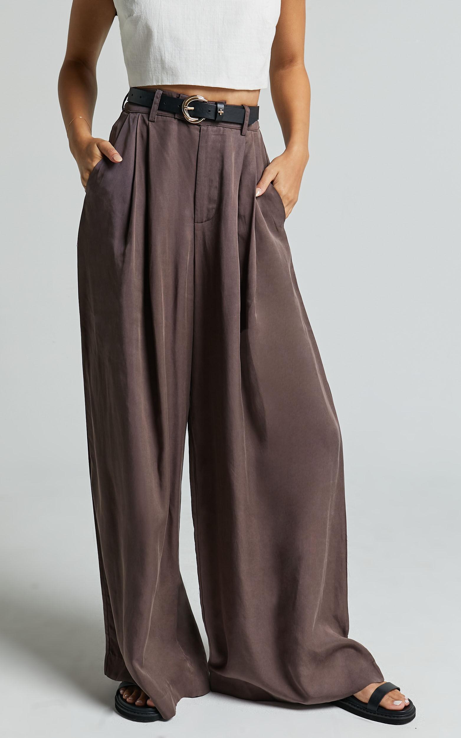 Clarke Pants - High Waist Wide Leg Pants in Slate Product Image