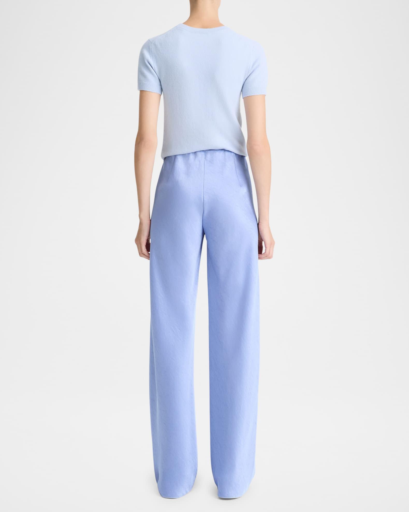 Fluid Bias-Cut Crushed Satin Pants Product Image