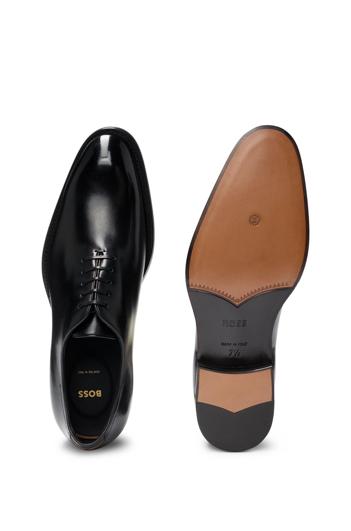 BOSS - Italian-made Oxford shoes in burnished leather - Black Product Image