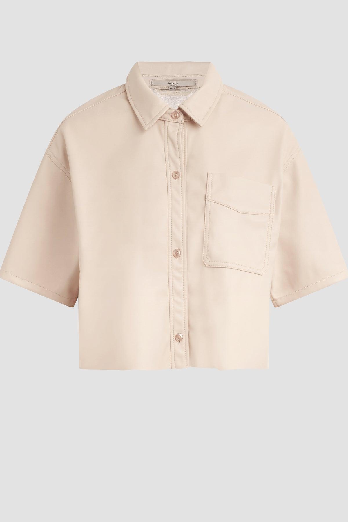 Oversized Cropped Button Down Shirt Female Product Image