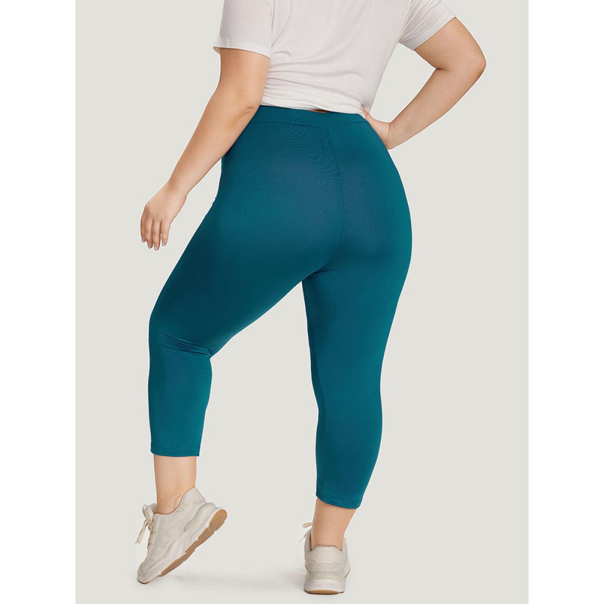 Plus Size Plain Skinny High Rise Cropped Leggings Women Aegean Casual High stretch Skinny High Rise Dailywear Leggings BloomChic 14-16/1X Product Image
