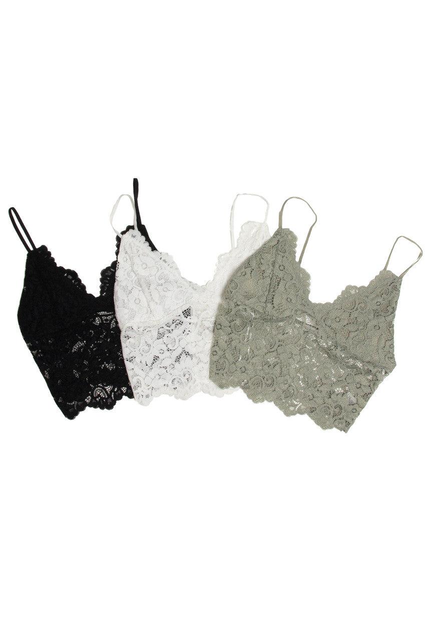 White Lace Lined Crop Cami Product Image