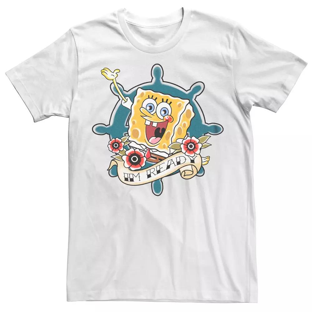 Men's Sponge Bob Im Ready Tattoo Style Tee,  Product Image