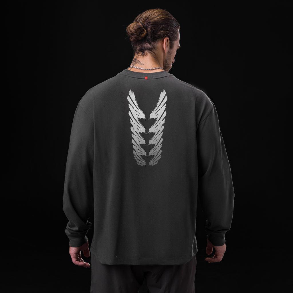 0851. Tech Essential™ Relaxed Long Sleeve - Space Grey "Brush Stroke" Product Image