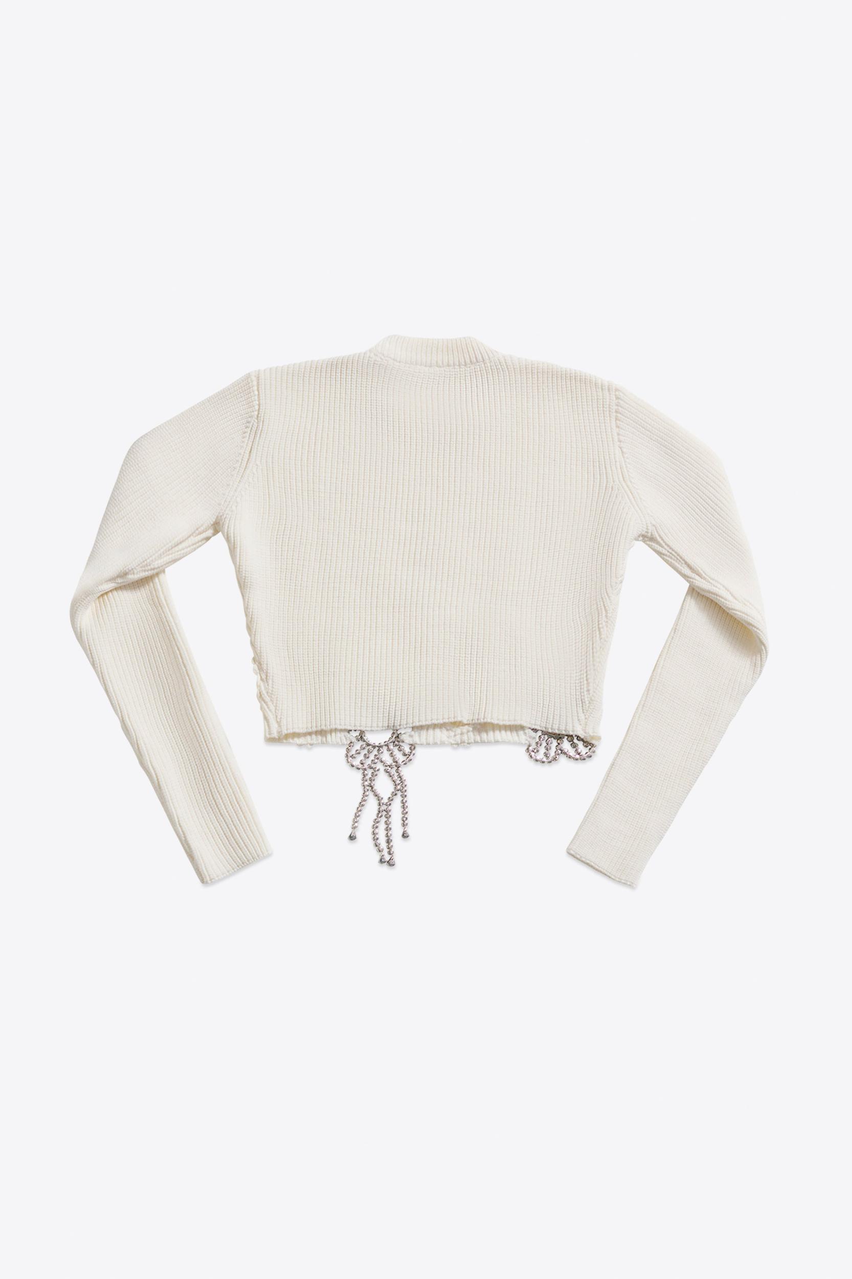 Crystal Crochet Flower Cropped Sweater Product Image