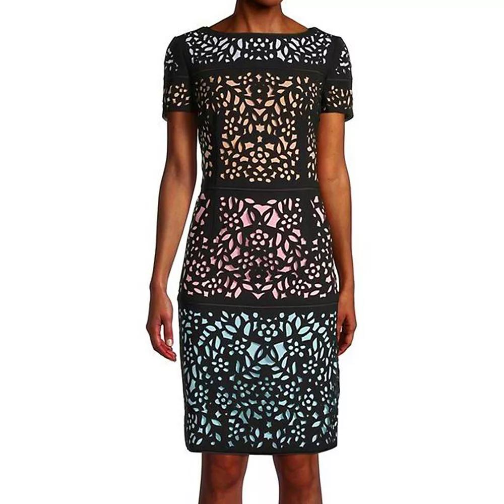 Women's Focus By Shani Ombre Laser Cutting Dress, Size: 4, Black Nude Product Image