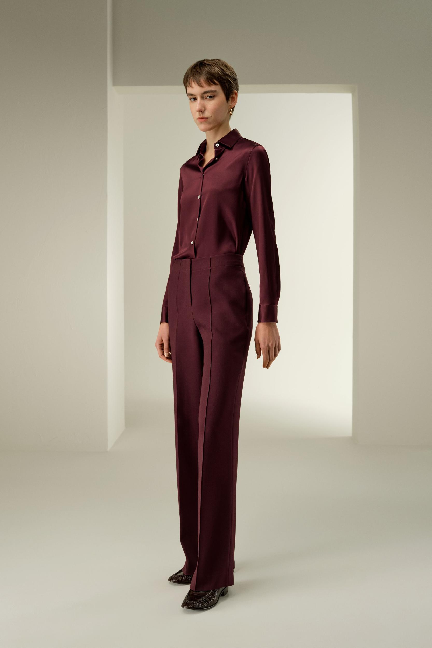 LILYSILK Silk Blouse Women - Burgundy 100% Silk - Versatile for All Occasions Tops S Product Image