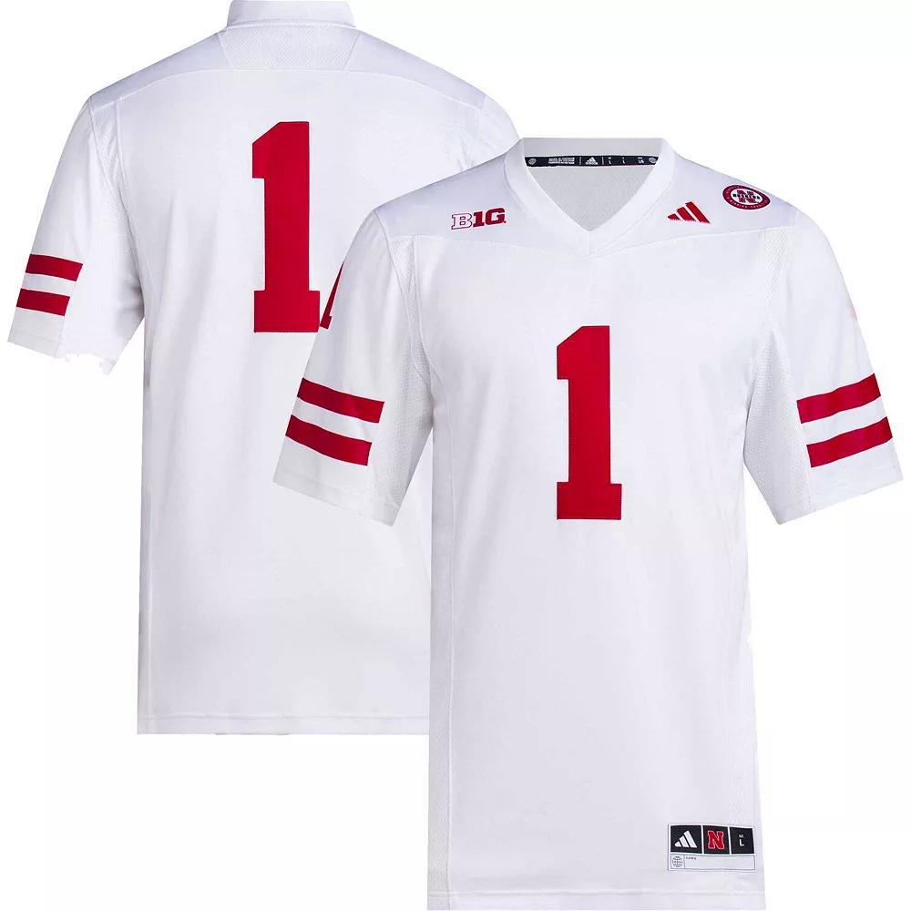 Men's adidas #1 White Nebraska Huskers Premier Football Jersey,  Product Image