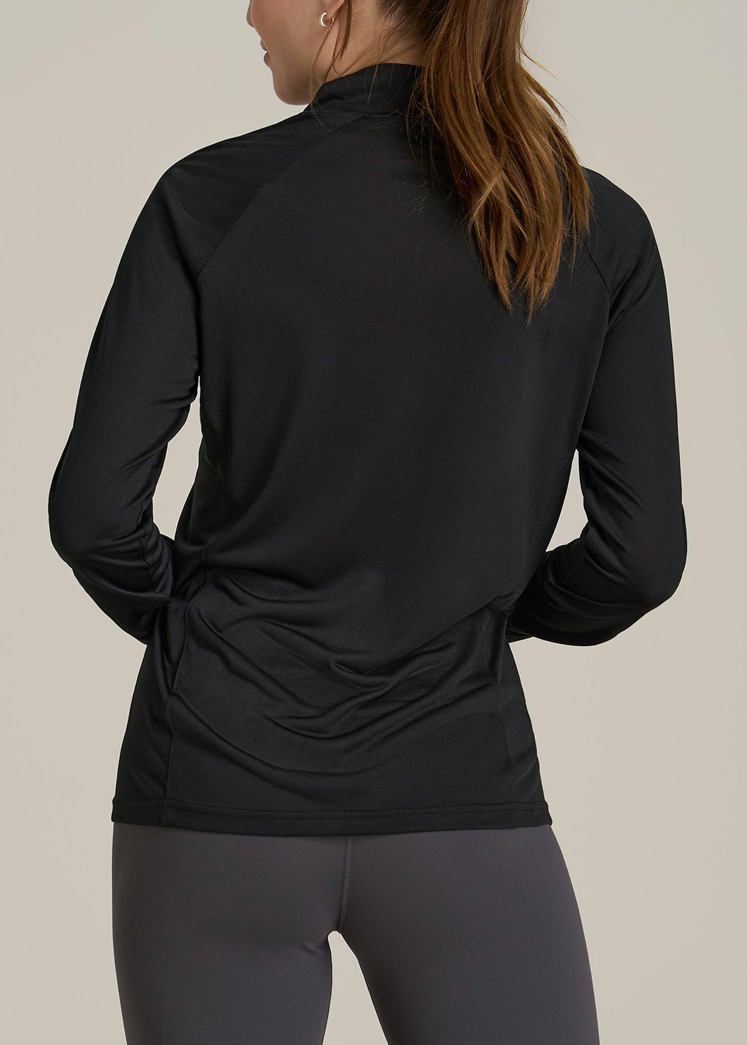 Long Sleeve Active Half-Zip Pullover Jacket for Tall Women in Black Female Product Image