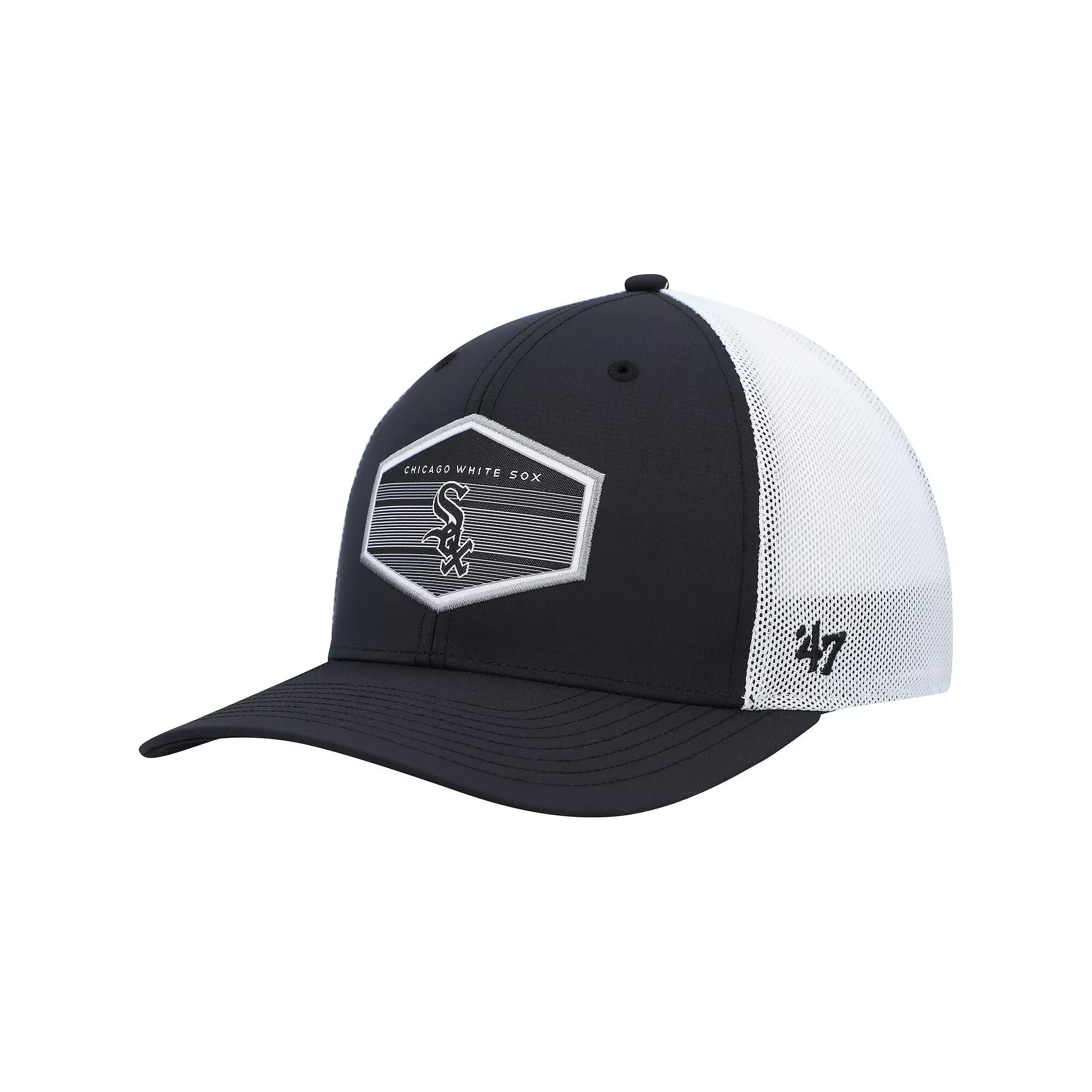 Men's '47 Black/White Chicago White Sox Burgess Trucker Snapback Hat Product Image