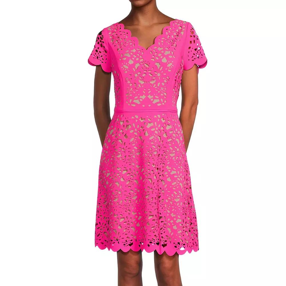 Women's Focus By Shani Cutout Overlay A-Line Dress,  Product Image