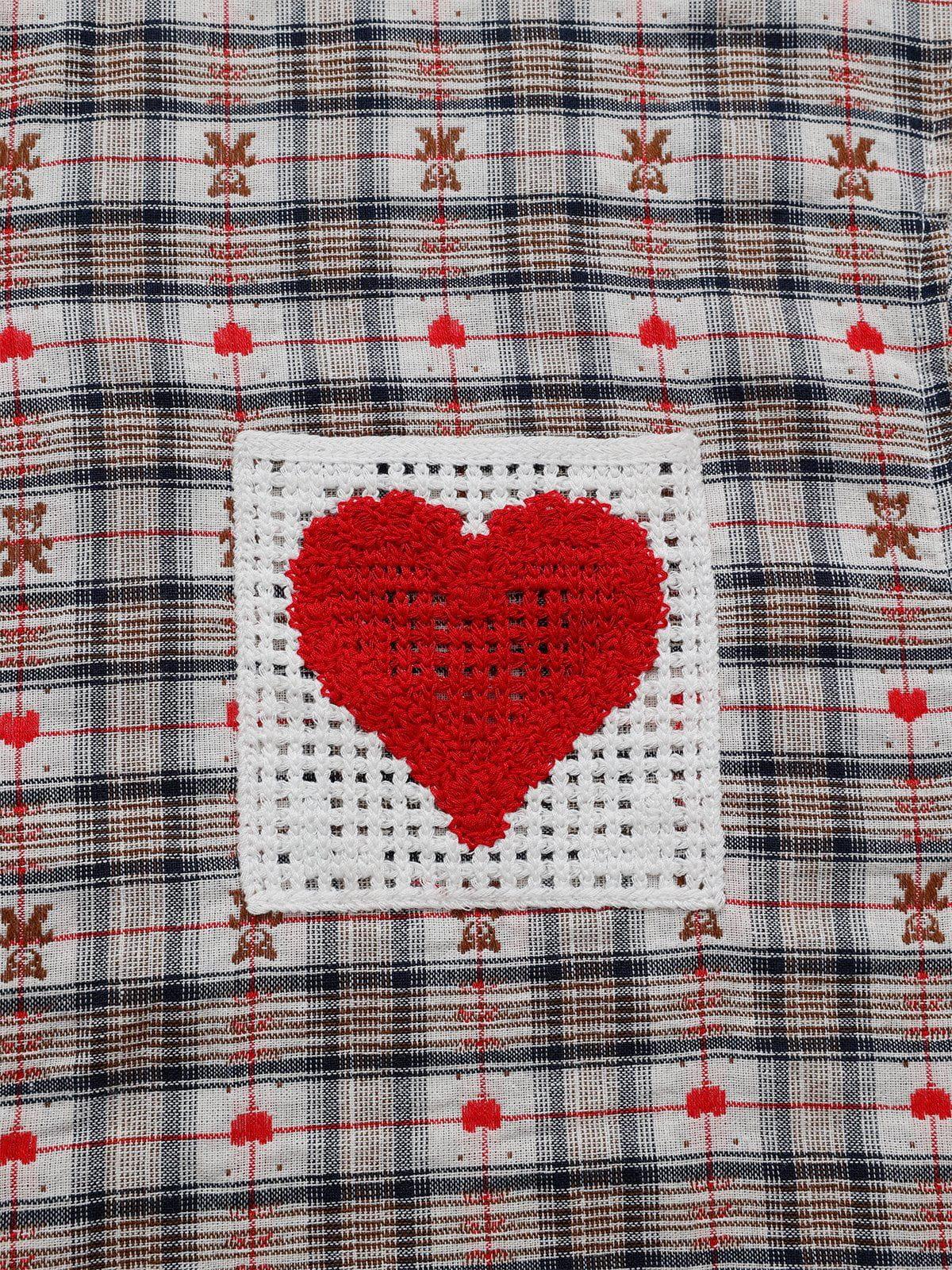 Aelfric Eden Crochet Heart Pocket Plaid Long Sleeve Shirt Product Image