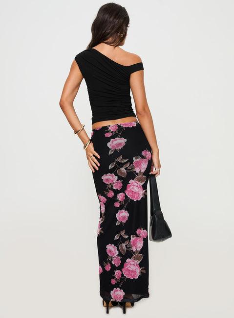 Modalla Maxi Skirt Black Floral Product Image