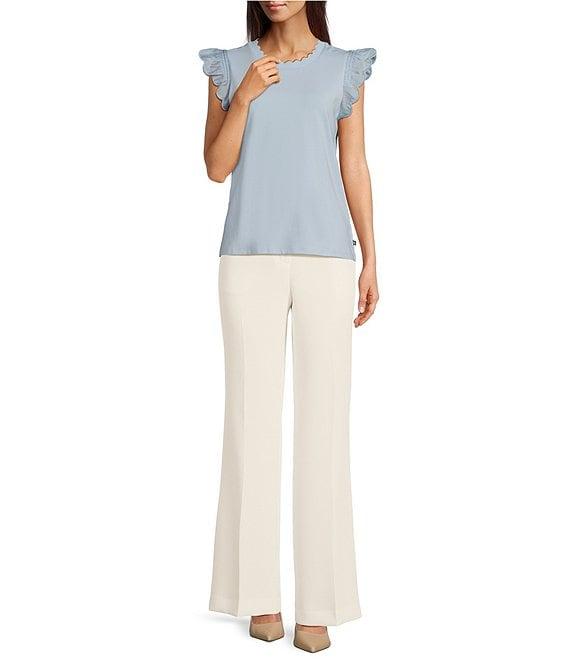 KARL LAGERFELD PARIS Stretch Knit Crew Neck Sleeveless Top Product Image