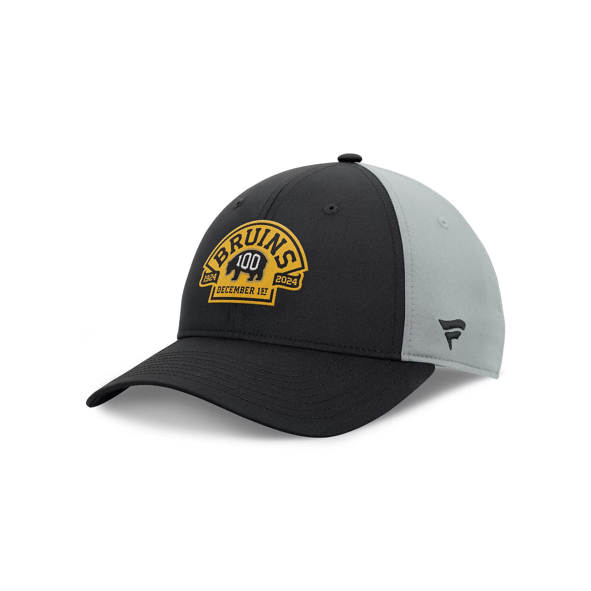 Men's Fanatics Black Boston Bruins 2024 100th Anniversary Adjustable Hat Product Image