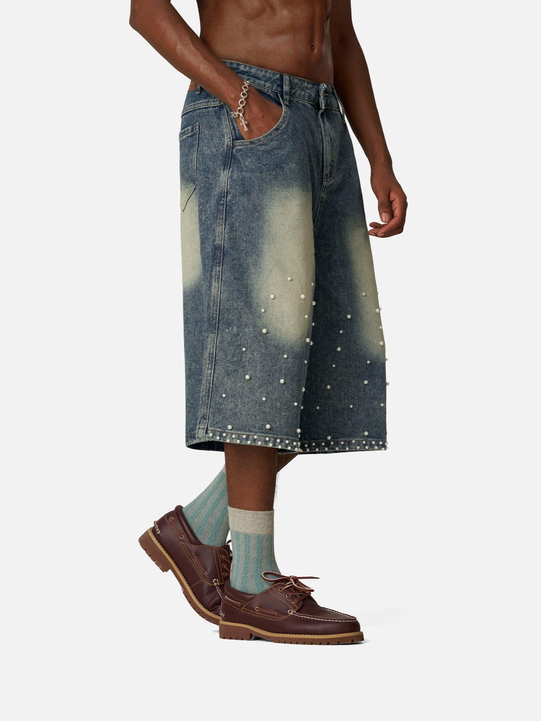 Aelfric Eden Pearl Embellished Baggy Longline Jorts Product Image