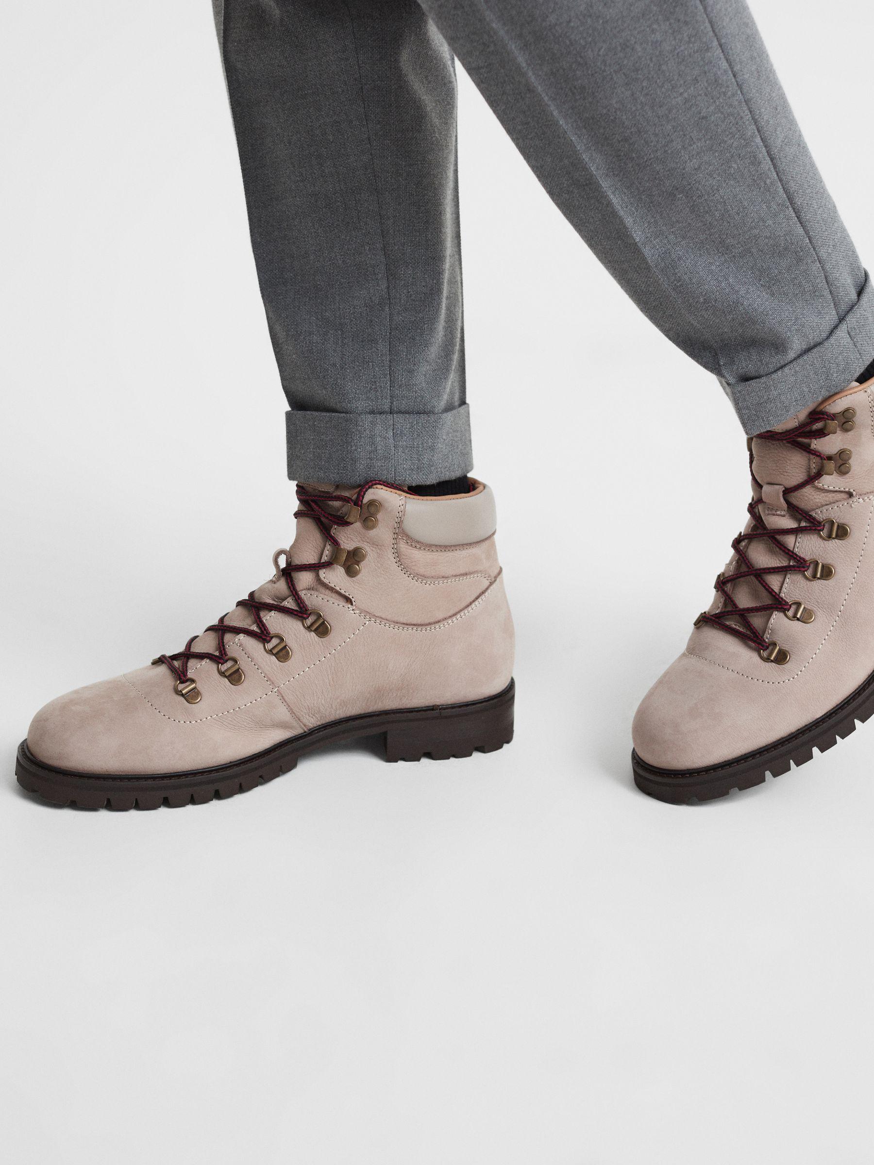 Leather Hiking Boots in Stone Product Image