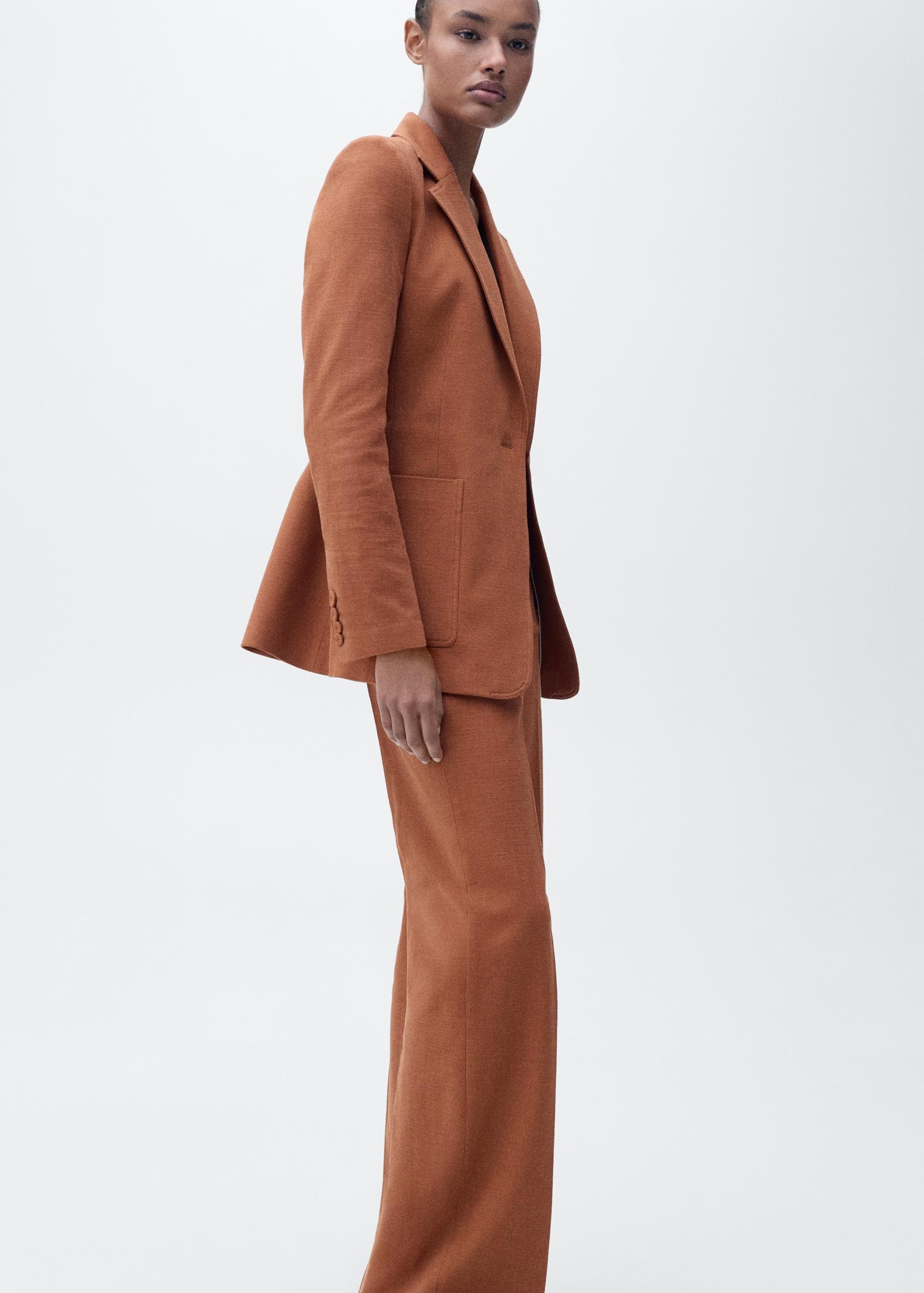 Cotton and linen-blend suit pants - Women | MANGO USA Product Image