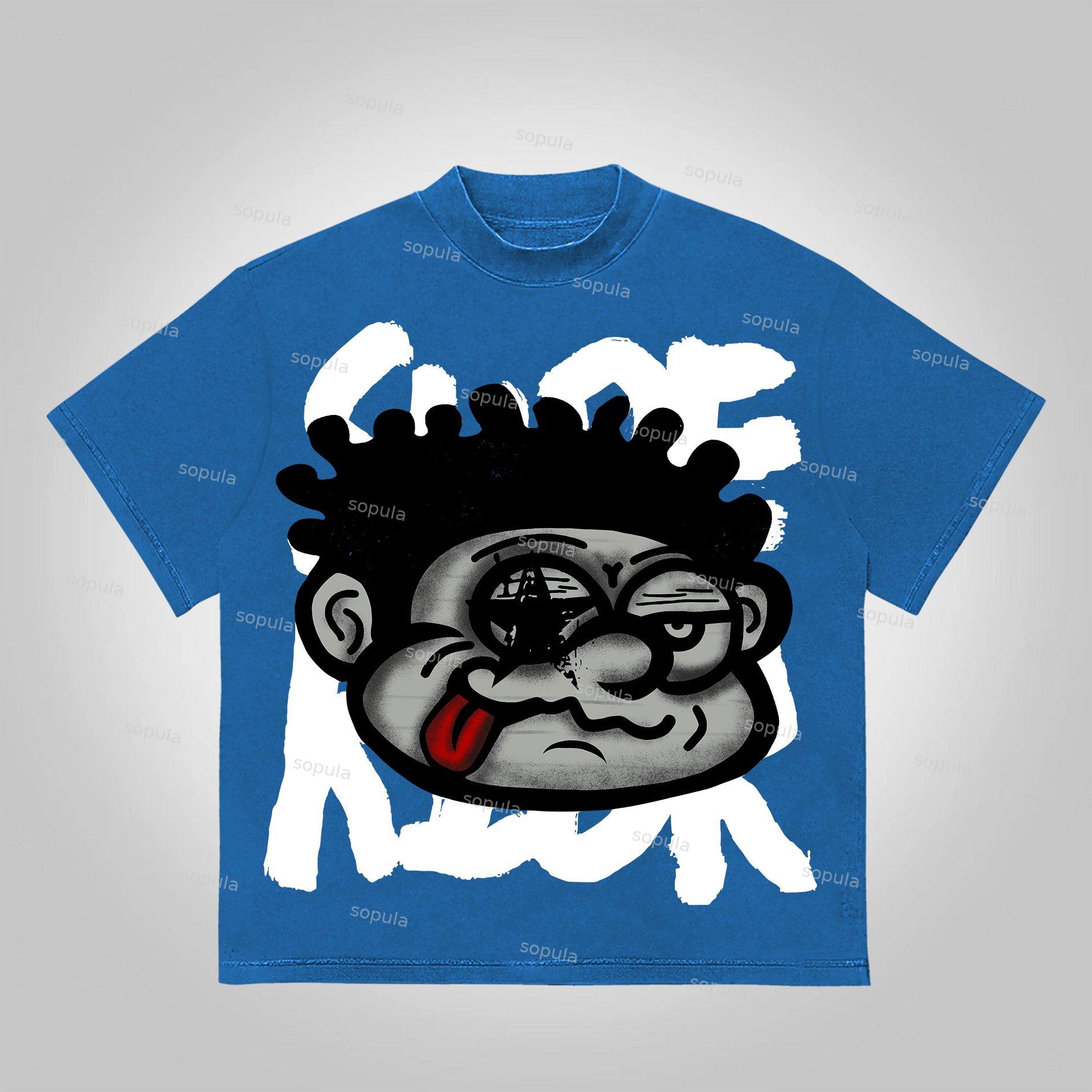 Vintage Big Face Graphic Cotton T-Shirt Product Image