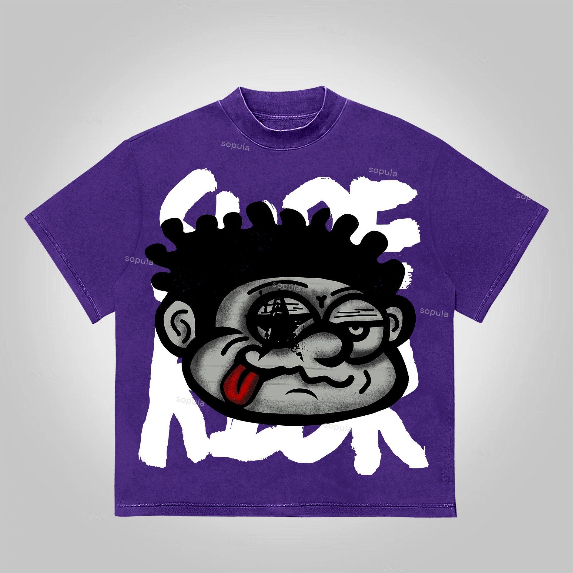 Vintage Big Face Graphic Cotton T-Shirt Product Image