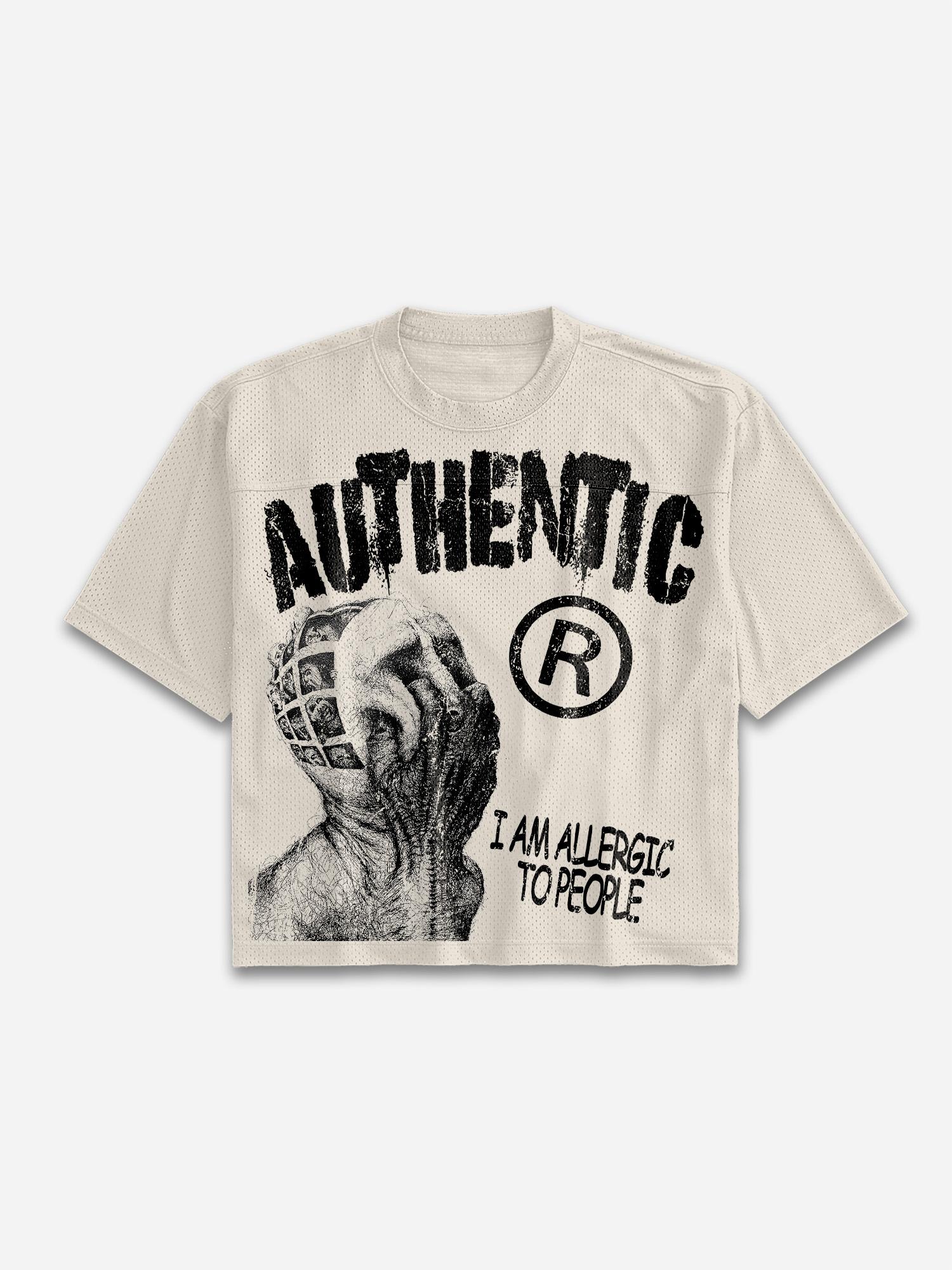 I Am Allergic To People Graphic Print Mesh Football Jersey T-shirt Product Image